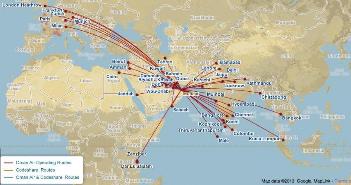 Oman air flight mapa