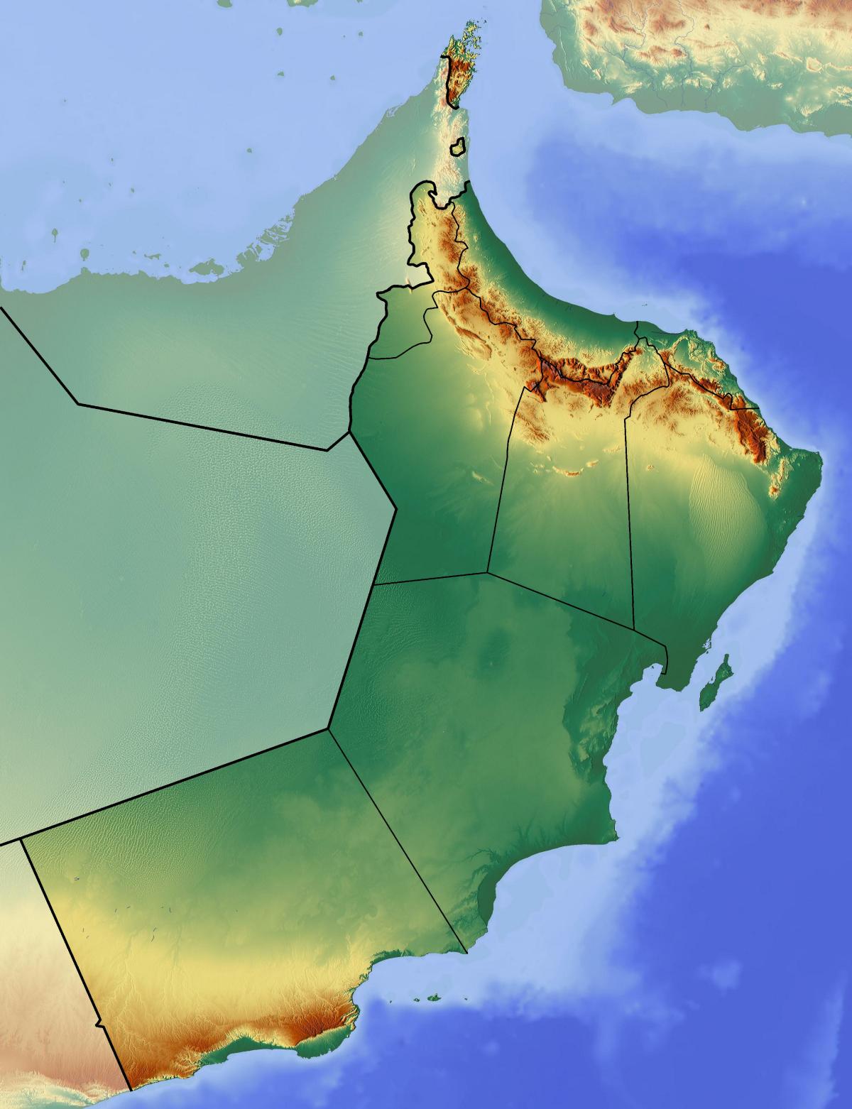 mapa ng Oman topographic