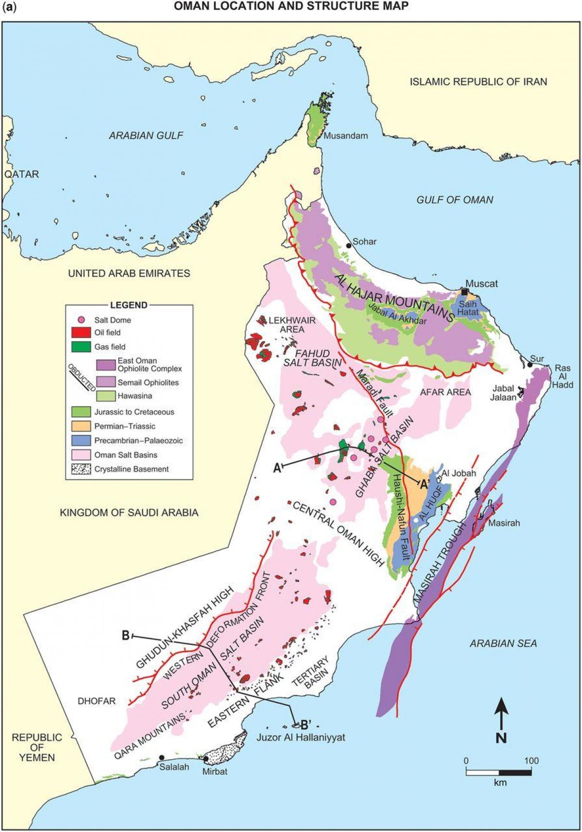 mapa ng Oman heolohiya