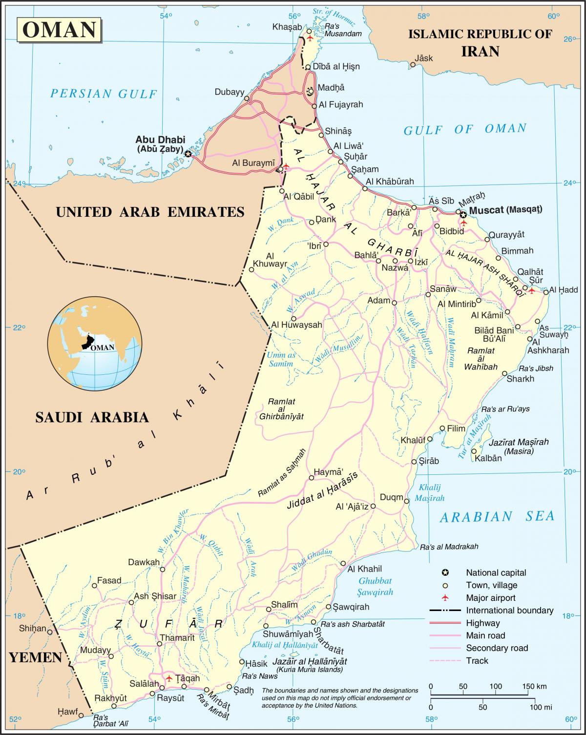 Oman kalsada mapa